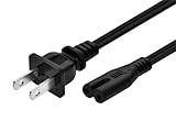 2-Prong C7 Power Cord, 6ft Standard Power Cable, Black, Compatible with TV PS4 PS5 Speaker Monitor Xbox