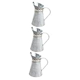 Seau à fleurs rustique : vase à fleurs blanc vieilli, finition galvanisée, pichet à lait, pot à lait, ferme vintage, vieux pot à lait, vases chics, vase rustique en métal, vase seau français, design de décoration campagnarde.