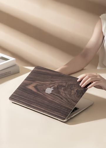 Fancity Compatible with MacBook Air 13 inch Case M1 A2337 A2179 A1932, Double-Sided Printing Rubberized Hard Shell Protective Case & Keyboard Cover for Mac Air 13 with Touch ID (2018-2021), Wood