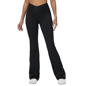 BALEAF Women’s Flare Leggings, Trendy Crossover Yoga Pants, High Waist Casual Workout Bell Bottom Leggings with Pockets