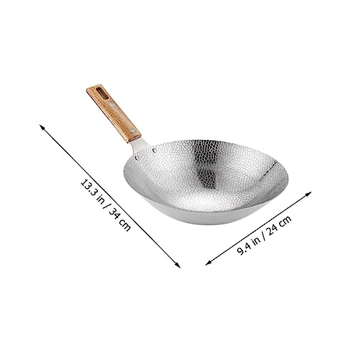 Wok de acero inoxidable con mango de madera miniatura 2