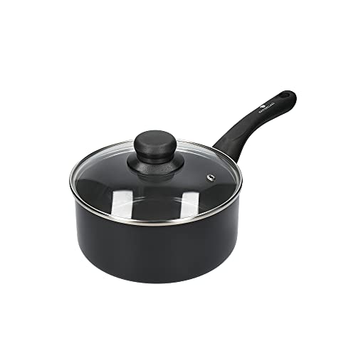 MasterClass Can-to-Pan Ceramic Eco Saucepan con antiaderente senza PTFE, PFOA e BPA, realizzato in alluminio riciclato all'1%, 16 cm, nero