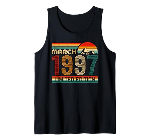 March 1997 Limited Edition Classic 1997 Vintage Birthday Camiseta sin Mangas