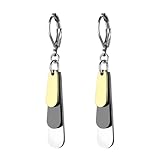 Flongo Pendientes de gota tricolor para mujer: pendientes de acero inoxidable – Cierre Leverback – Pendientes colgantes de 5 cm – Diseño de gota de agua – Joyas elegantes para el día a día – Ligeros 6