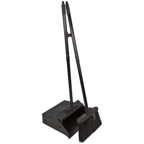 sparta duo-pan upright dust pan and broom set essential cleaning tools for home and commercial use 3634 handle 1 count black