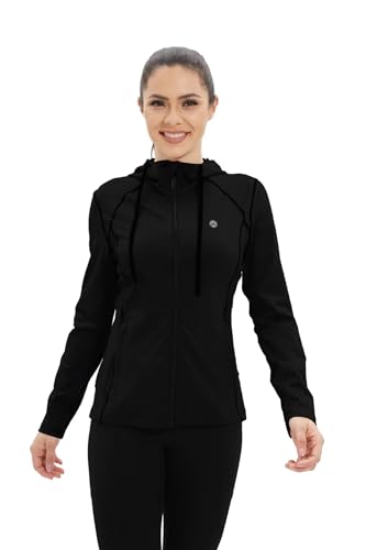 HDTIYUYP Damen-Sportjacke mit LSF – langärmelige Laufjacke mit Kapuze,...