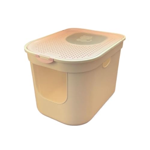 MKHJBFGI猫用トイレ 完全に密閉された大型のトップエントリー一体型防臭・防滴猫用品 (ピンク)