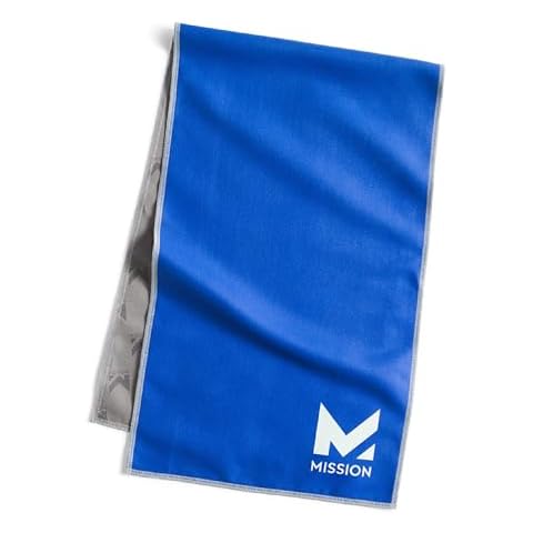 Mission Original Cooling Towel, Mission Blue - Soft, Durable Microfiber - Cools Up to 2 Hours - UPF 50 Sun Protection - Machine Washable Cover