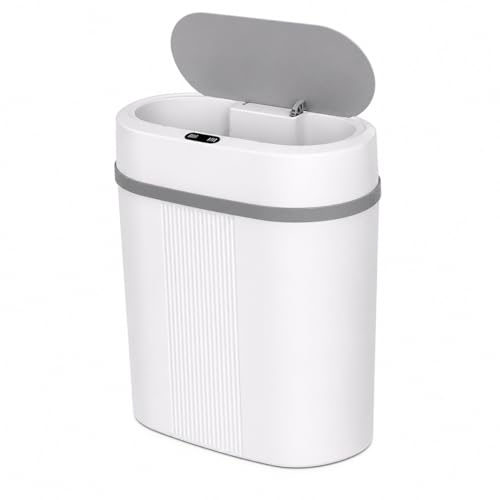 Lixeira Automática 12 Litros com Sensor Inteligente de Movimento Tampa com Abertura e Fechamento por Aproximação Antiodor e Sem Contato Ideal para Cozinha, Banheiro, Sala, Escritório e Quarto (BRANCA)