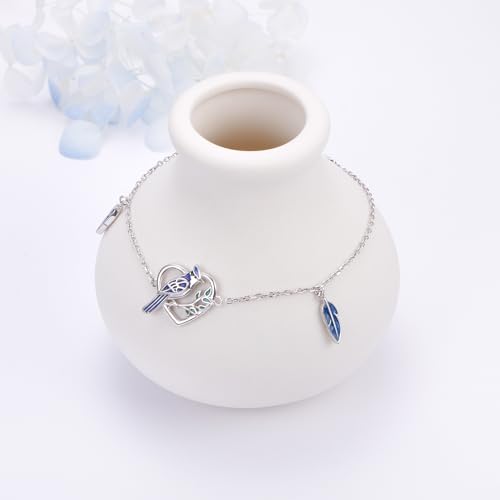 Image of Ladytree Bracelet for Women 925 Sterling Silver Cute Flying Bat /Blue Jay /Turtle /Bunny /Stingary /Octopus Charm Adjustable Bracelet Ocean Jewelry Gifts for Teen Girls Mother Wife Daughter Family