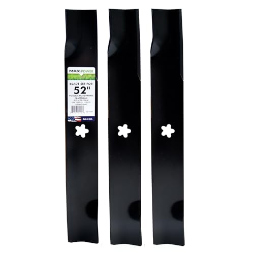 Maxpower 561744B 3 Blade Set for 52 Inch Cut Craftsman, Husqvarna, Poulan Replaces OEM no. 112079, 539-112079, Black