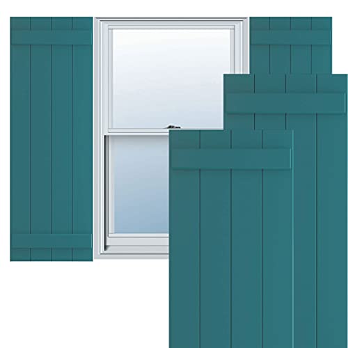 Ekena Millwork 21 1/2"W x 41"H True Fit PVC, Four Board Joined Board-n-Batten Shutters, Antigua (Per Pair - Hardware Not Included)