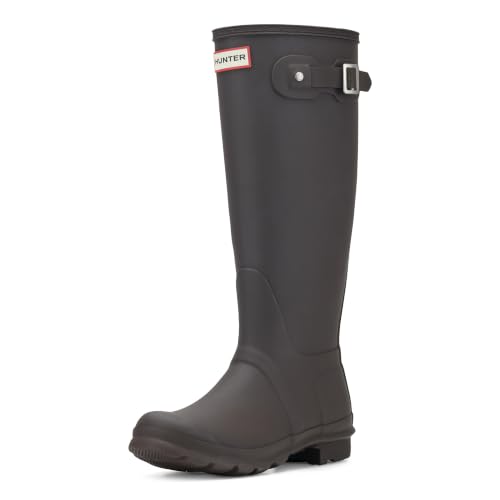 Image of Hunter Women's Original Tall Rain Boots, Dark Brown, 5 Medium