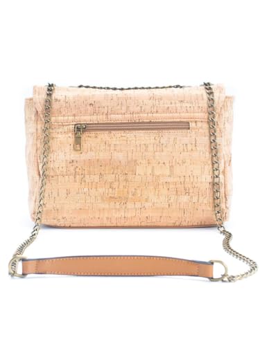 Women's Portuguese Cork Shoulder Bag, Handcrafted, Spacious Interior with Pockets, 10 x 8 x 3 inches3