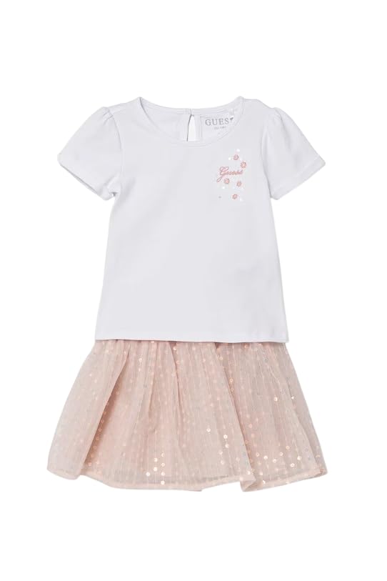 GUESS Set di abbigliamento da bambina con maglietta a maniche corte e gonna con paillettes