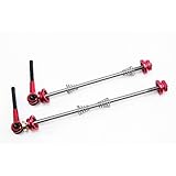 MicrOHERO 【超軽量50g】 チタン合金 シャフト クイックリリース エンド幅 F74/100-R130/135mm ＱＲ Q/R 前後セット (エンド幅 F100/R130mm ロードバイク用, 赤／黒)