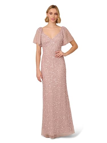 Image of Adrianna Papell Women's Beaded Mesh Long Dress