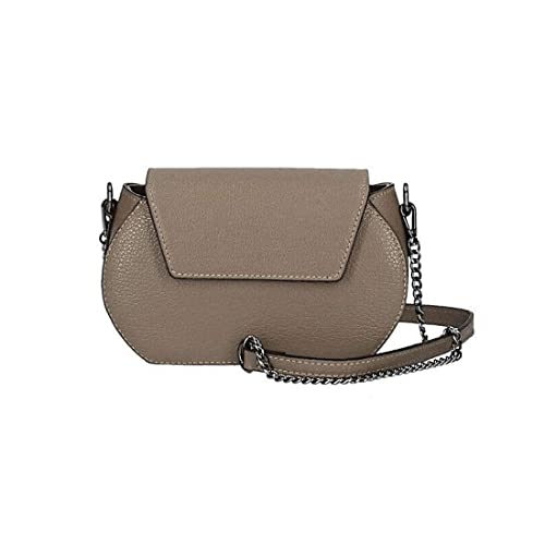ITALYSHOP24-COM OBC Made in Italy Damen Leder Tasche Kroko Prägung oder Glattleder Umhängetasche Clutch Wildleder Handtasche Ledertasche Schultertasche Taupe