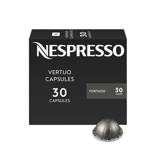 Nespresso Capsules Vertuo, Fortado Gran Lungo Americano, Dark Roast Espresso Coffee, 30 Count Coffee Pods, Brews 5.0oz.