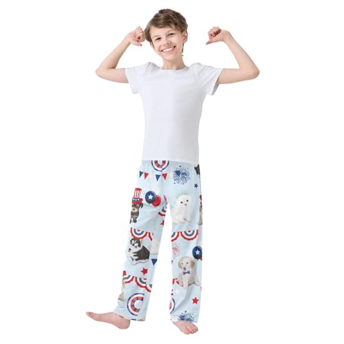 Dogs and Stars Boys Pants Boys Athletic Pants Long Pant for Boy with Pockets Wide-Leg Size 6-14Y3