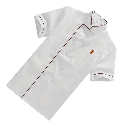 Healeved Unisex Short Sleeve Chef Jacket Casual Loose Catering Shirt for Bakery Hotel and Restaurant White Easy to Wash Clothing