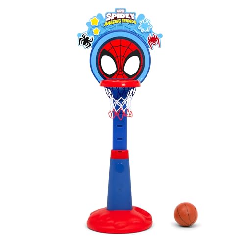 Image of Spidey and His Amazing Friends Plastic Basketball Set by Delta Children - Includes Basketball Hoop, 1 Basketball and Ball Pump