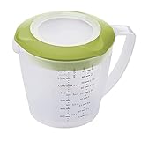 Lieferumfang: 1x Westmark Rührbecher mit Spritzschutz und Deckel, Helena, Füllvolumen: 1,4 Liter, Gewicht: 192 Gramm, Material: Kunststoff (PP), Farbe: Transparent/Grün, 3105227A