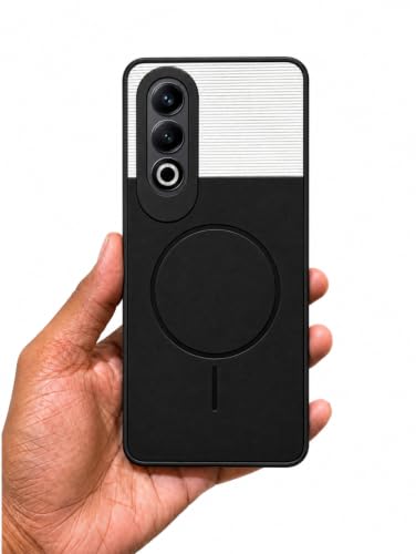 Image of Bintage 2in1 Hard Slim Back Case | Soft Border Camera Protect | Dual PU Leather Finish Back Cover Compatible for OnePlus Nord CE 4 5G - White & Black