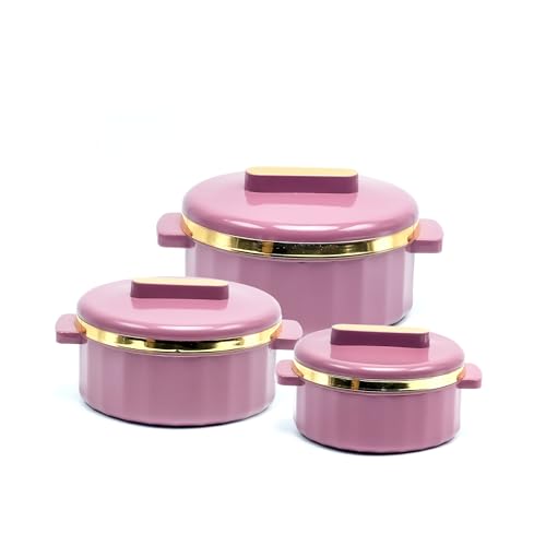 Image of MODWARE MAYORA Insulated Casserole Set, 3 Pieces, Stainless Steel Inner, Food Grade Plastic, 500ml 1000ml 1800ml, Burgundy