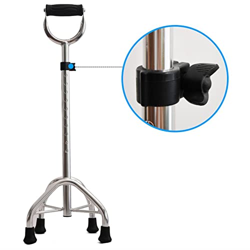 Bastón cuádruple ajustable con 4 patas para mayor estabilidad, bastón de aluminio ligero para personas mayores, ayuda a la movilidad para personas mayores con mango en forma de U para mayor comodidad