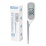 Geonic Backlit Digital Thermometer for Adults & Kids, Fast 10-Second Reading, Flexible Tip, Large 1.4 Inch Display, Waterproof, Fever Alarm, White