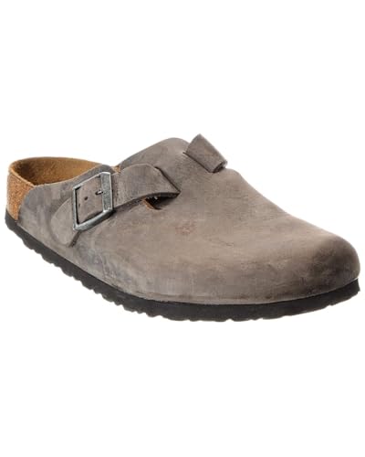 Birkenstock Men's Boston Soft Footbed Clogs, Iron, Grey, 13 Medium US
