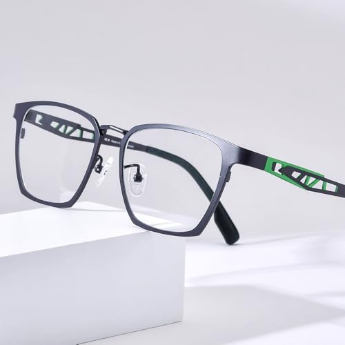 Image of FONEX Pure Titanium Glasses Frame Men Square Magnet Clip On Eyeglasses with Polarized Lens