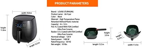 All-Natural Healthy Ceramic Coated 4.0L Air Fryer. BPA-FREE, PTFE & PFOA-FREE, 7-in-1 Pre-programmed One-touch Settings, Dishwasher safe basket, Plus FREE COOKBOOK