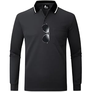 ZITY Men Polo Shirts Long Sleeve with Pocket Golf Shirts Shirts for Men Casual Work Athletic Collared T-Shirts