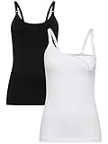 Herzmutter Stilltops Seamless - 2er Set - einfache Stillfunktion - praktische Clip-Verschlüsse - Tops-Unterhemden Stillen - 5320 (L, Schwarz/Weiß)