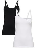 Herzmutter Stilltops Seamless - 2er Set - einfache Stillfunktion - praktische Clip-Verschlüsse - Tops-Unterhemden Stillen - 5320 (L, Schwarz/Weiß)
