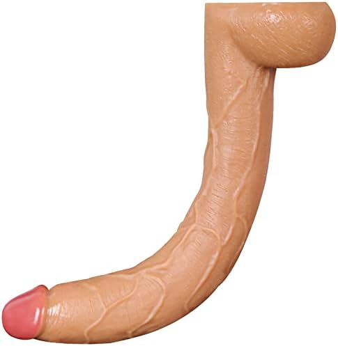 15.5 Inch Long Realistic Dildo Adult Sex Toys Penis Big Dick Cock No Smell 2 Balls Large Dong G-spot Women Female(Brown)