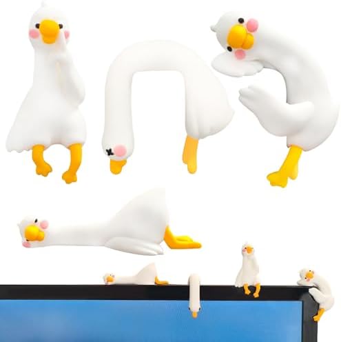 4 PCS Resin Goose Figurine Computer Monitor Decor,Cute Mini Goose...