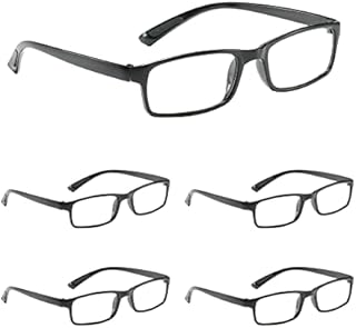 NRDIK PROFLEX LIGHTWEIGHT (5 pack) impact resistant, scratch resistant, bendy, flexible, anti-slip, unisex (mens + womens) value reading glasses +1.0, +1.5, +2.0, +2.5, +3.0, +3.5, +4.0 - (black)