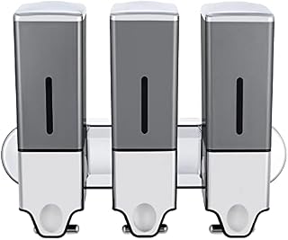 TsunNee 1500ML Triple Pumps Soap Dispenser, Wall-mounted Manual Hand Sanitizer Dispenser, Shampoo Shower Gel Dispenser Lotion Container for Toilet Bathroom Kitchen Hotel, Grey