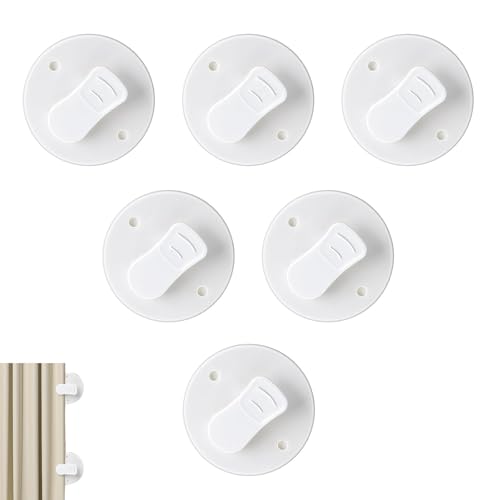 6 Stück Duschvorhang Clips, Uschvorhang Klammern Spritzschutz Clip, Selbstklebende Duschvorhang Clips, für Dusche Hängend Camper Badezimmer Home Dekoration Innen Und Außen(Weiß)