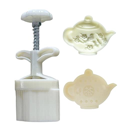 Plastic Mooncake Stamp Plum Teapot Mooncake Mold Festival DIY Hand Press Mooncake Cutters Pastry Decorating Gadget Pastry Tools For Baking