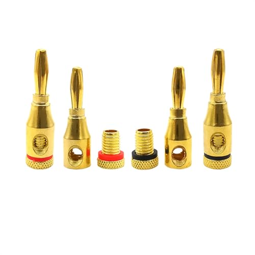 Connecteur fiche banane 4mm plaqué or rouge noir pour câble haut-parleur