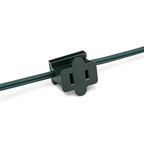 Holiday Lighting Outlet Female Green in Line Pass Through Slip Plug, Zip Plug, Vampire Plug, Gilbert Plug, Slide Plug (25, SPT-1)