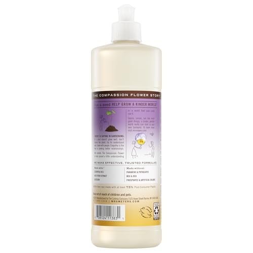 Image of MRS. MEYER'S CLEAN DAY Liquid Dish Soap, Compassion Flower Scent, 16 Fl Oz Bottle - 3 Pack