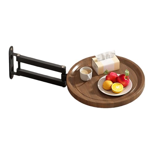 Tablette Murale Escamotable Pour Lit,Plateau Escamotable Fixé au Mur - Table Ronde Repliable,Pour Appartement Chambre Camping-Car Propriétaires Locataires...