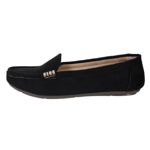 Image of CatBird Women's Suede Finish Loafers | Slip-On Flat Shoes with Minimal Metal Detail | Soft Cushioned Footbed and Flexible Grip Sole | Ideal for Office, Everyday Wear, Travel and Casual Outings