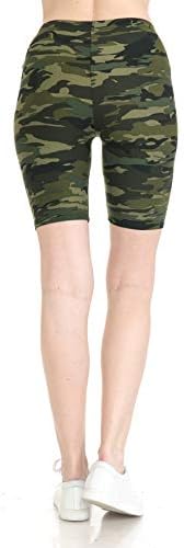 Leggings Depot Women's Buttery Soft Fashion Biker Shorts Yoga Shorts, Camouflage Army, 1X - 2