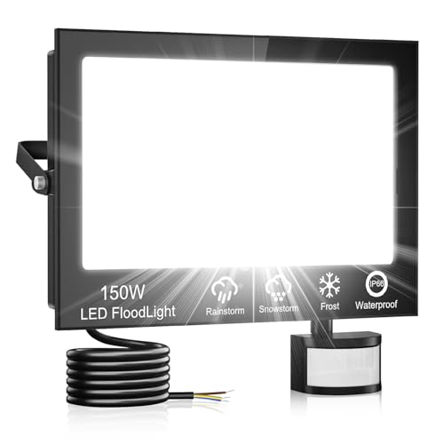 Hondony 150W Foco LED Exterior con Sensor Movimiento,15000LM Foco Proyector LED con Control Remoto,6500K Blanco Frío Luz LED Exterior, para Patio, Jardín